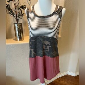 Colorblock Steipe Camo Pink Tank Hi Lo Medium Glitzy Girlz